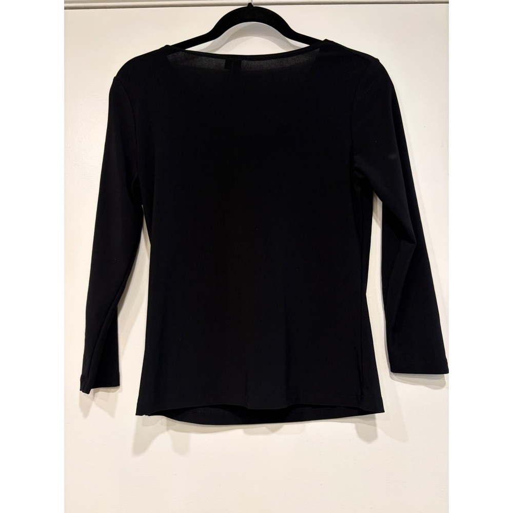 Womens Cowl Neck Top Size S Black Susan Lawrence - Picture 2 of 3